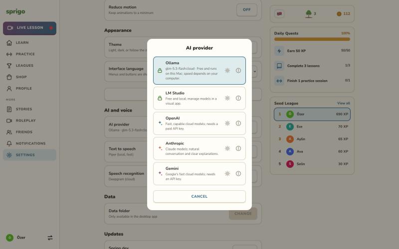Sprigo — AI provider